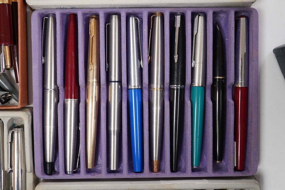 A large collection of Parker 51 pens and pencils, plus other Parkers, some incomplete